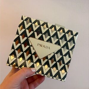 Prada Black and Gold Patterned Gift Bag
